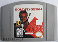 A Nintendo 64 physical game cartridge for the ROM Hack 007 Goldfinger 64, featuring the standard gray plastic cartridge.